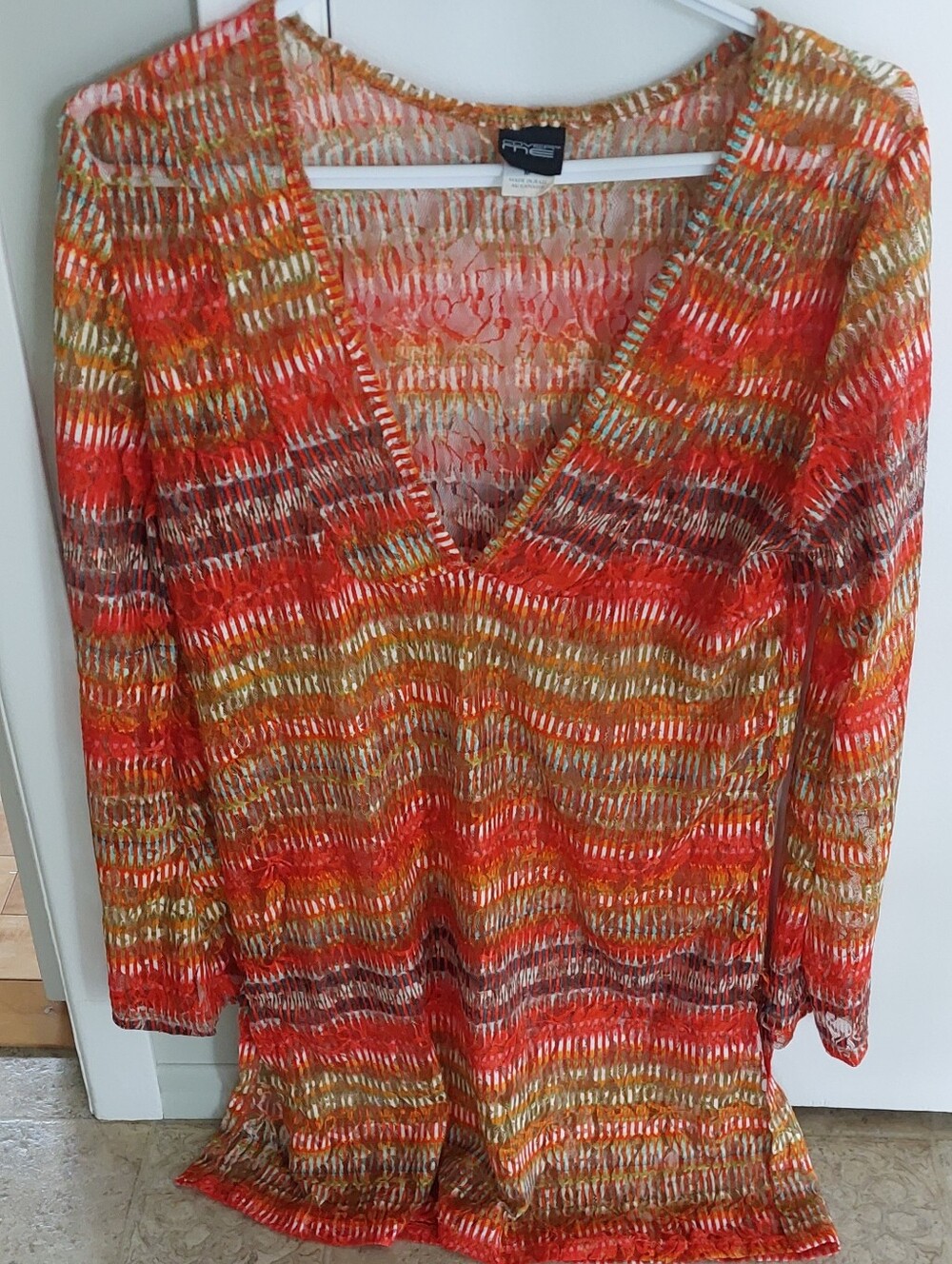 Cover Me Long Sleeves Tunic Orange Swimsuit  Cover M